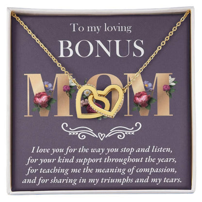 Gift for Bonus Mom Interlocking Hearts Pendant Necklace Thank You for Your Kindness Throughout the Years - Mallard Moon Gift Shop