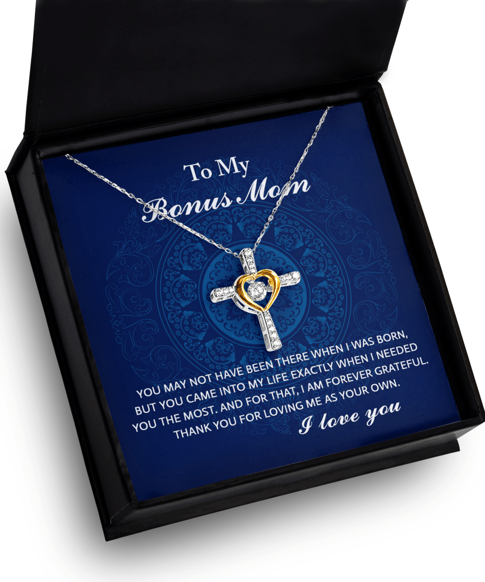 Gift for Bonus Mom You Were There When I Needed You Cross Pendant Necklace - Mallard Moon Gift Shop