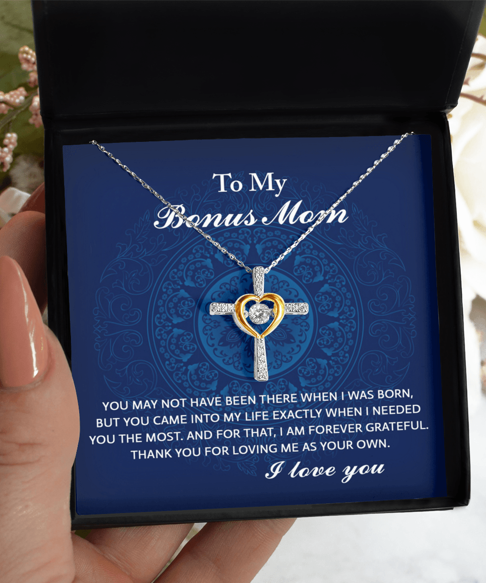 Gift for Bonus Mom You Were There When I Needed You Cross Pendant Necklace - Mallard Moon Gift Shop