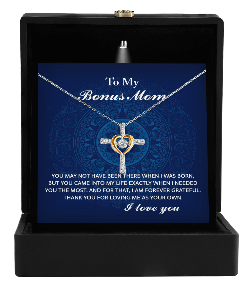 Gift for Bonus Mom You Were There When I Needed You Cross Pendant Necklace - Mallard Moon Gift Shop