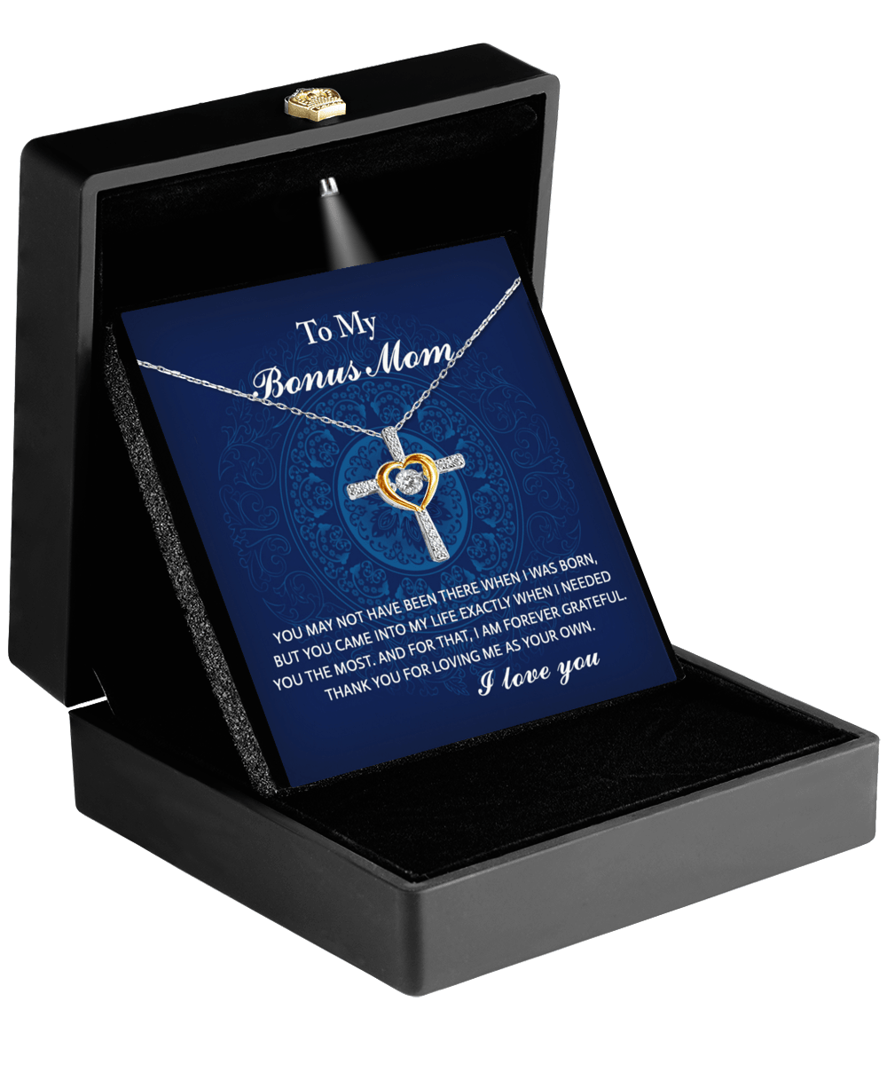 Gift for Bonus Mom You Were There When I Needed You Cross Pendant Necklace - Mallard Moon Gift Shop