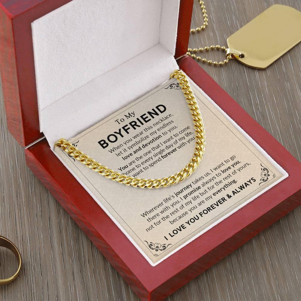 Gift for Boyfriend I Promise to Always Love You Chain Link Necklace with Message Card - Mallard Moon Gift Shop