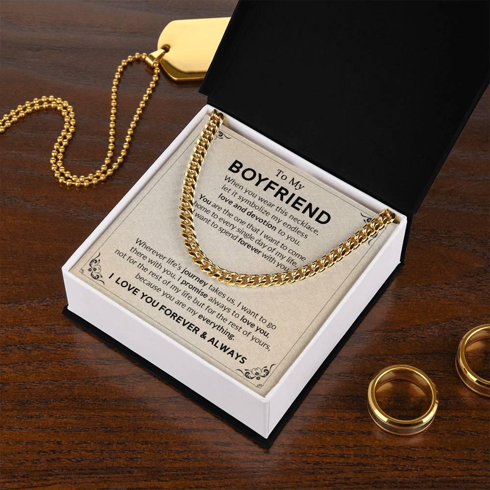 Gift for Boyfriend I Promise to Always Love You Chain Link Necklace with Message Card - Mallard Moon Gift Shop