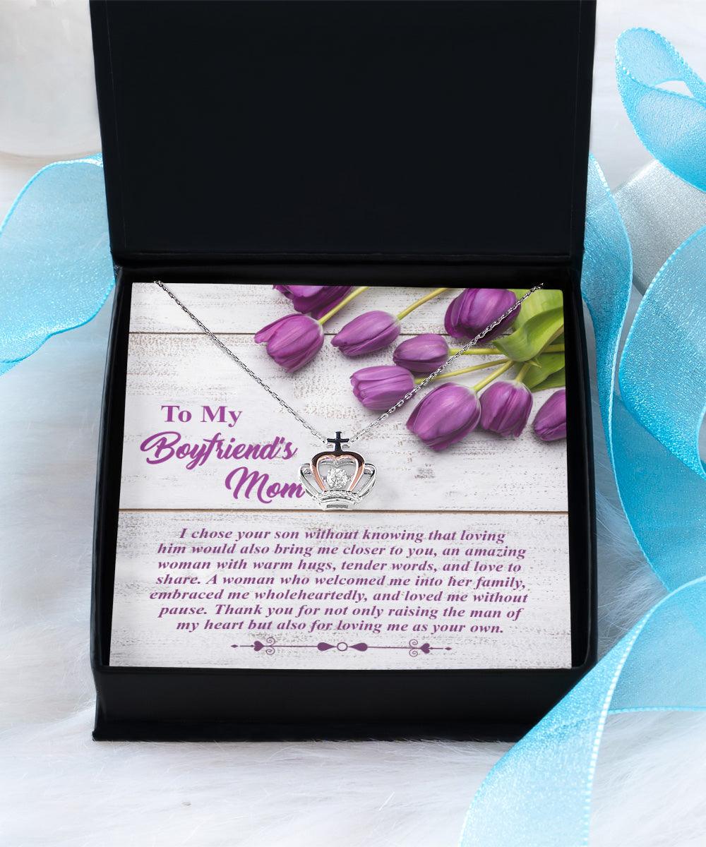 Gift for Boyfriend's Mother Crown Pendant Necklace with Heartfelt Message Card - Mallard Moon Gift Shop