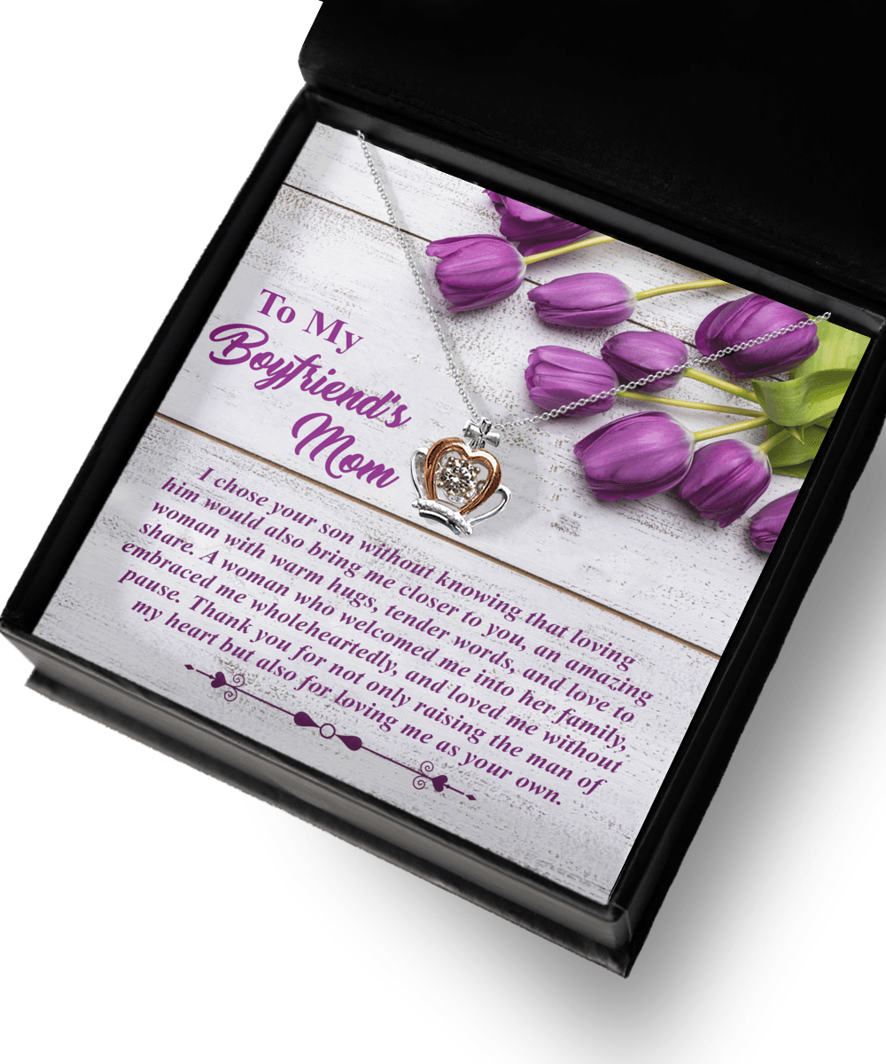 Gift for Boyfriend's Mother Crown Pendant Necklace with Heartfelt Message Card - Mallard Moon Gift Shop