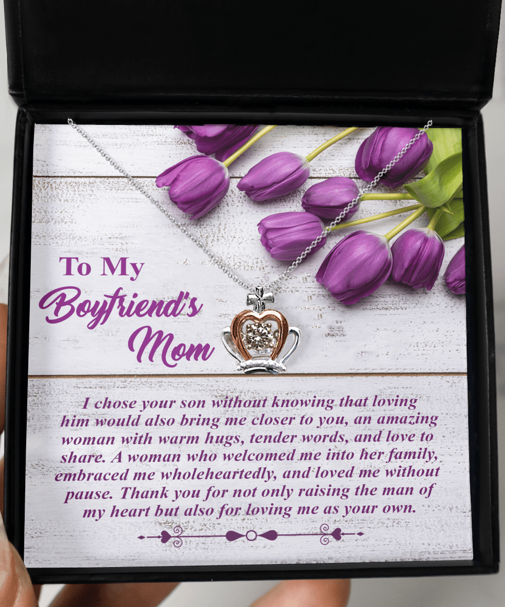 Gift for Boyfriend's Mother Crown Pendant Necklace with Heartfelt Message Card - Mallard Moon Gift Shop