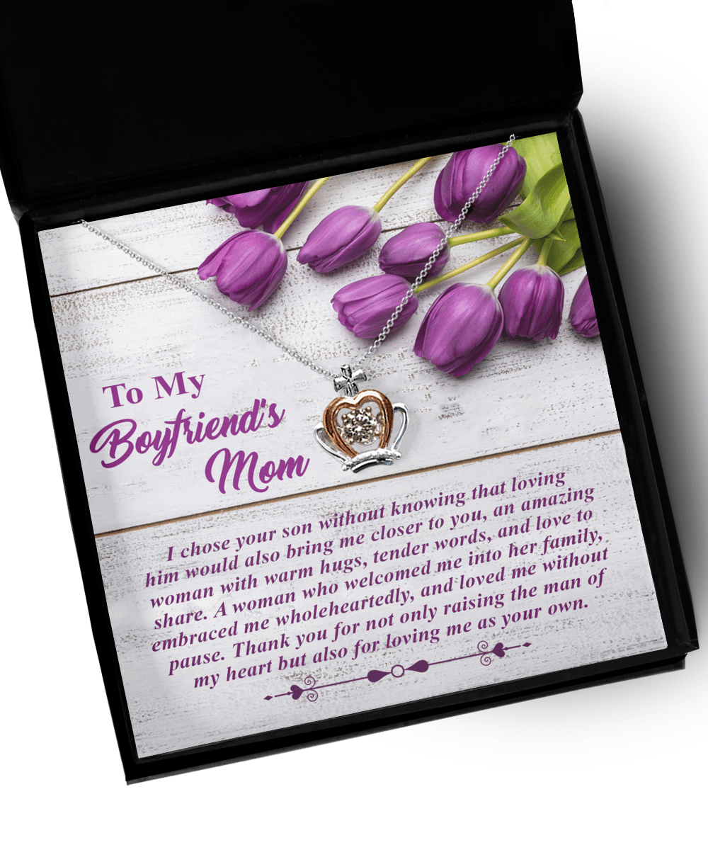 Gift for Boyfriend's Mother Crown Pendant Necklace with Heartfelt Message Card - Mallard Moon Gift Shop