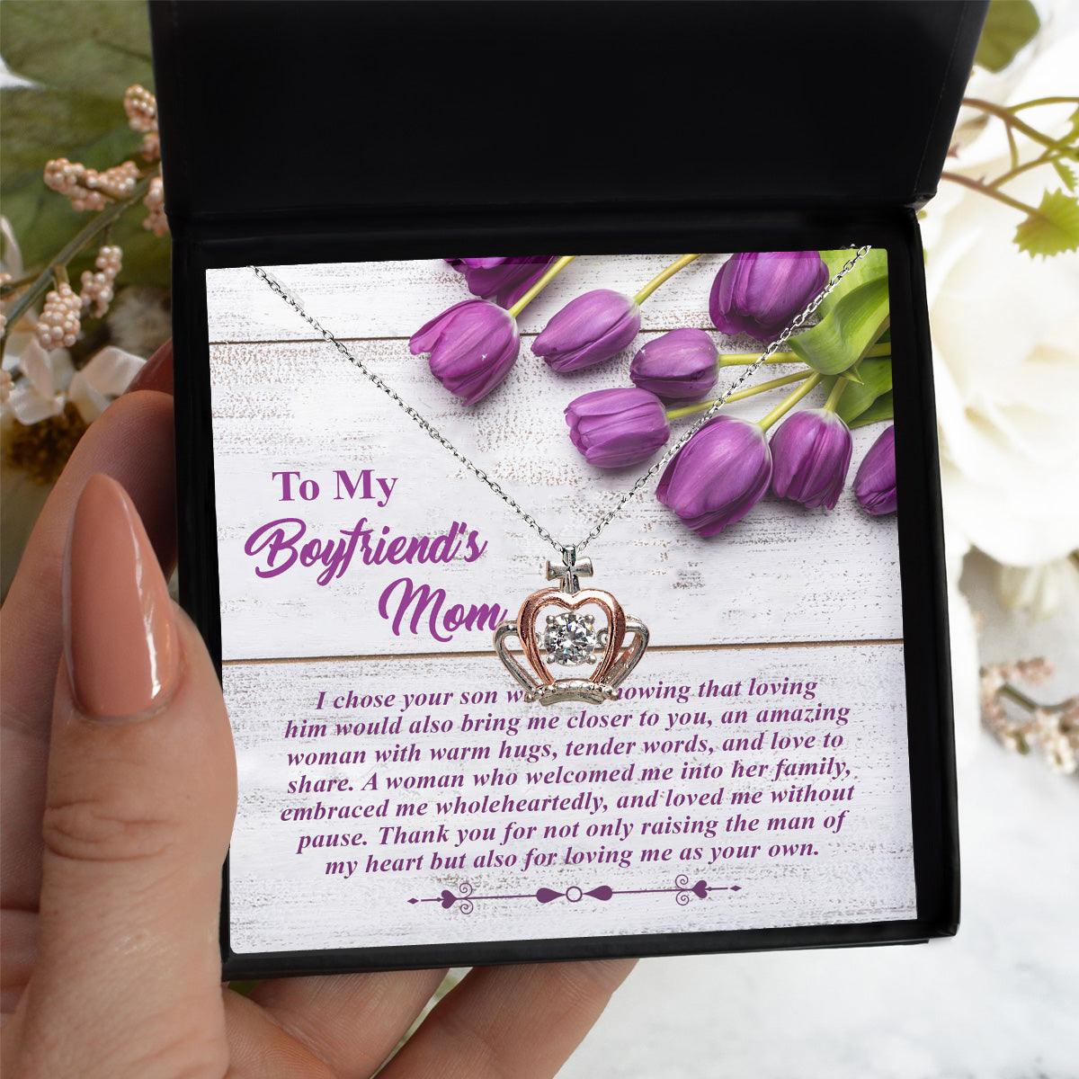 Gift for Boyfriend's Mother Crown Pendant Necklace with Heartfelt Message Card - Mallard Moon Gift Shop