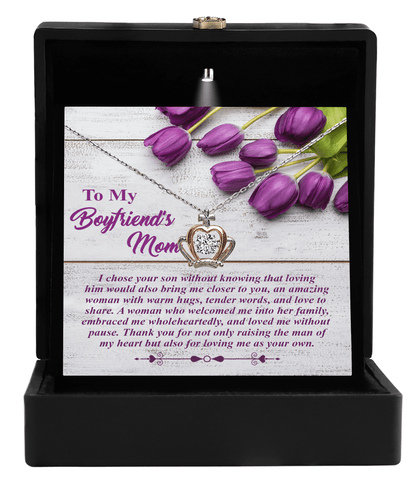 Gift for Boyfriend's Mother Crown Pendant Necklace with Heartfelt Message Card - Mallard Moon Gift Shop