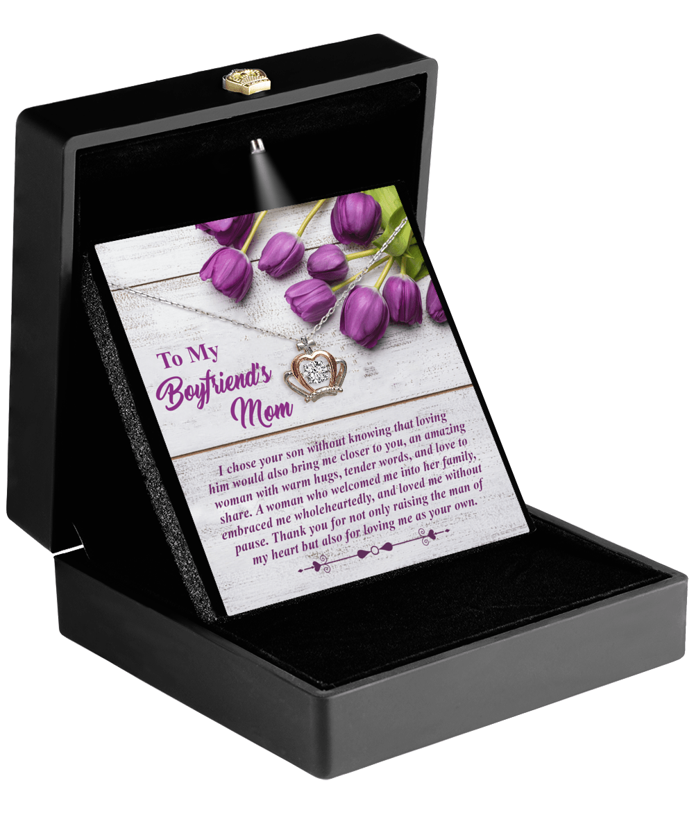 Gift for Boyfriend's Mother Crown Pendant Necklace with Heartfelt Message Card - Mallard Moon Gift Shop