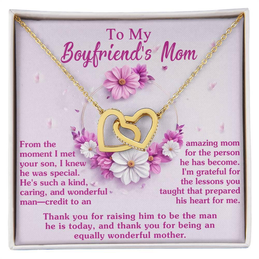 Gift for Boyfriend's Mother Thank You for Raising a Wonderful Man Interlocking Hearts Pendant Necklace - Mallard Moon Gift Shop
