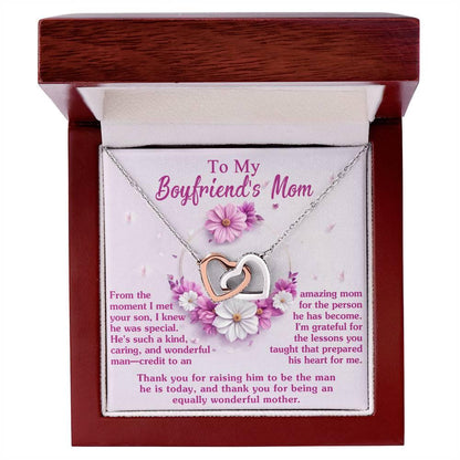 Gift for Boyfriend's Mother Thank You for Raising a Wonderful Man Interlocking Hearts Pendant Necklace - Mallard Moon Gift Shop