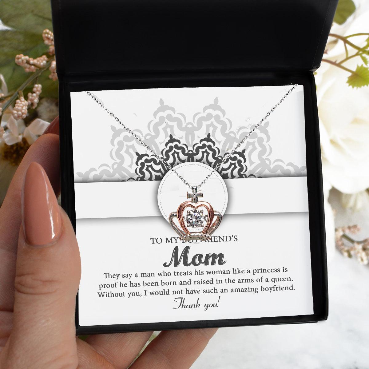 Gift for Boyfriend's Mother Thank You For Raising an Amazing Man Crown Pendant Necklace - Mallard Moon Gift Shop