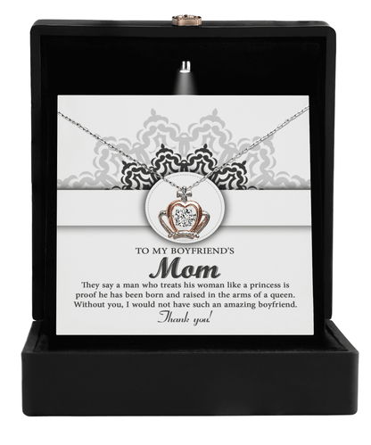 Gift for Boyfriend's Mother Thank You For Raising an Amazing Man Crown Pendant Necklace - Mallard Moon Gift Shop