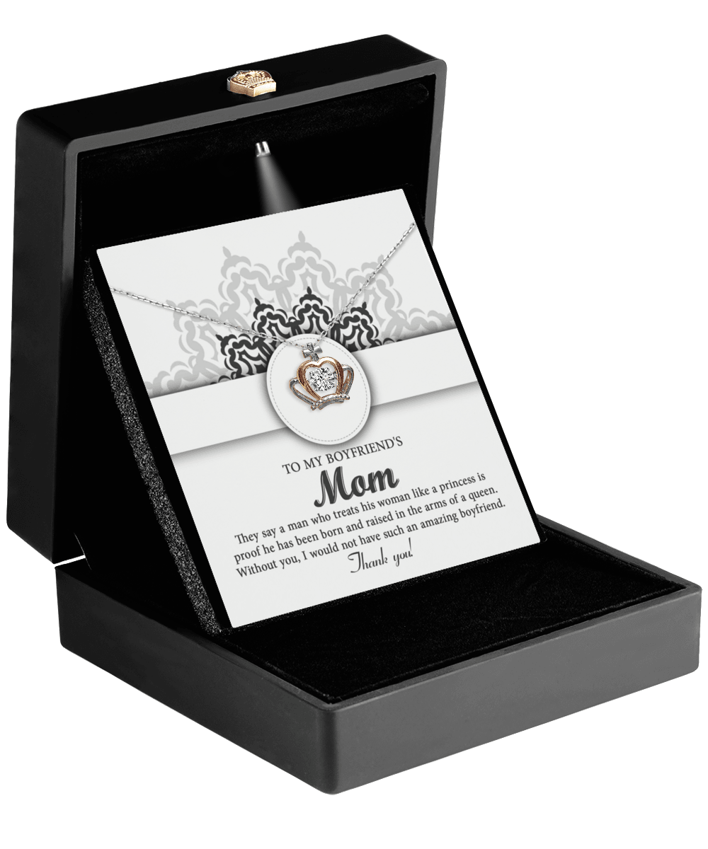 Gift for Boyfriend's Mother Thank You For Raising an Amazing Man Crown Pendant Necklace - Mallard Moon Gift Shop