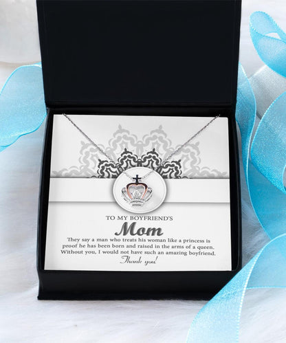 Gift for Boyfriend's Mother Thank You For Raising an Amazing Man Crown Pendant Necklace - Mallard Moon Gift Shop