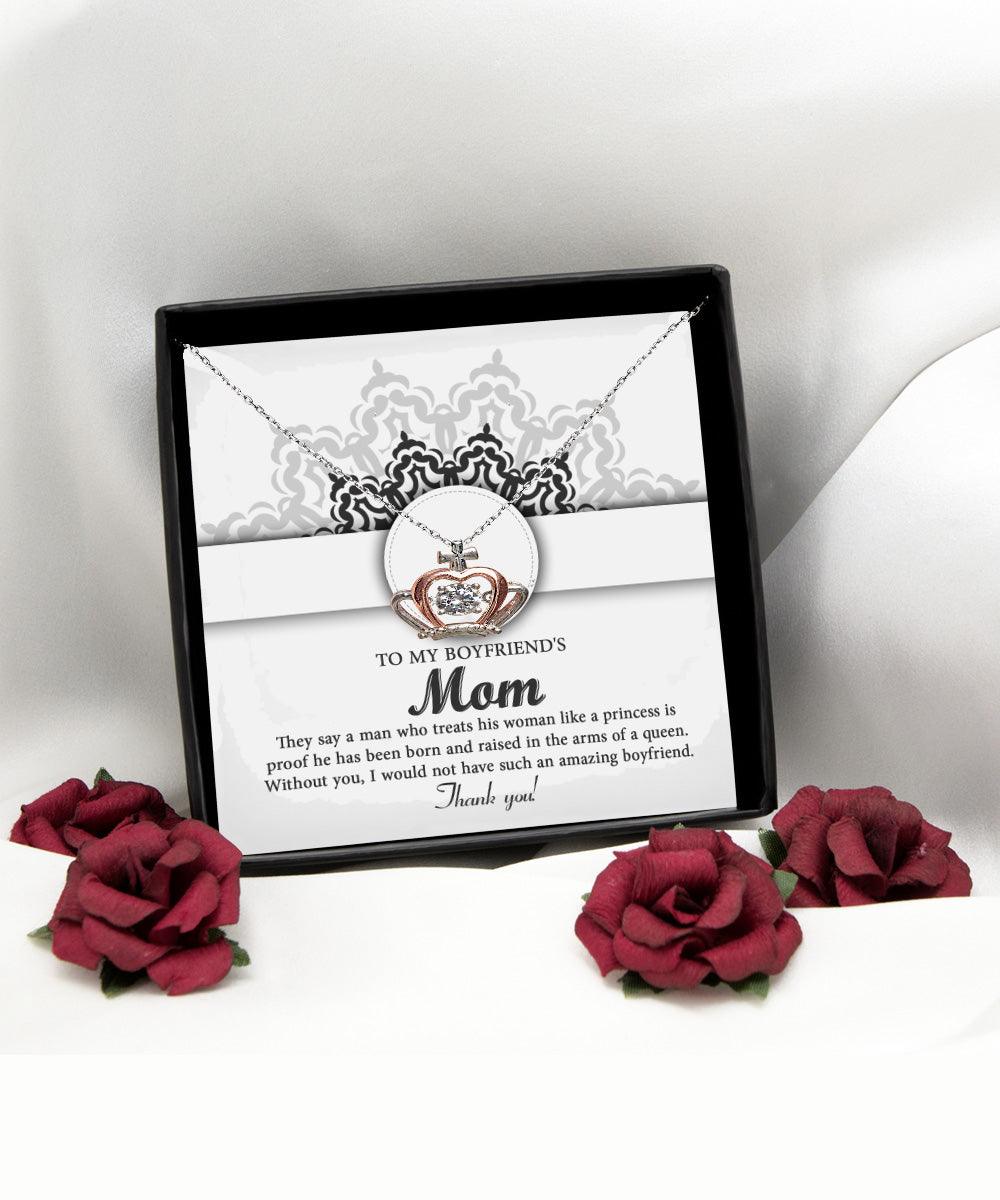 Gift for Boyfriend's Mother Thank You For Raising an Amazing Man Crown Pendant Necklace - Mallard Moon Gift Shop