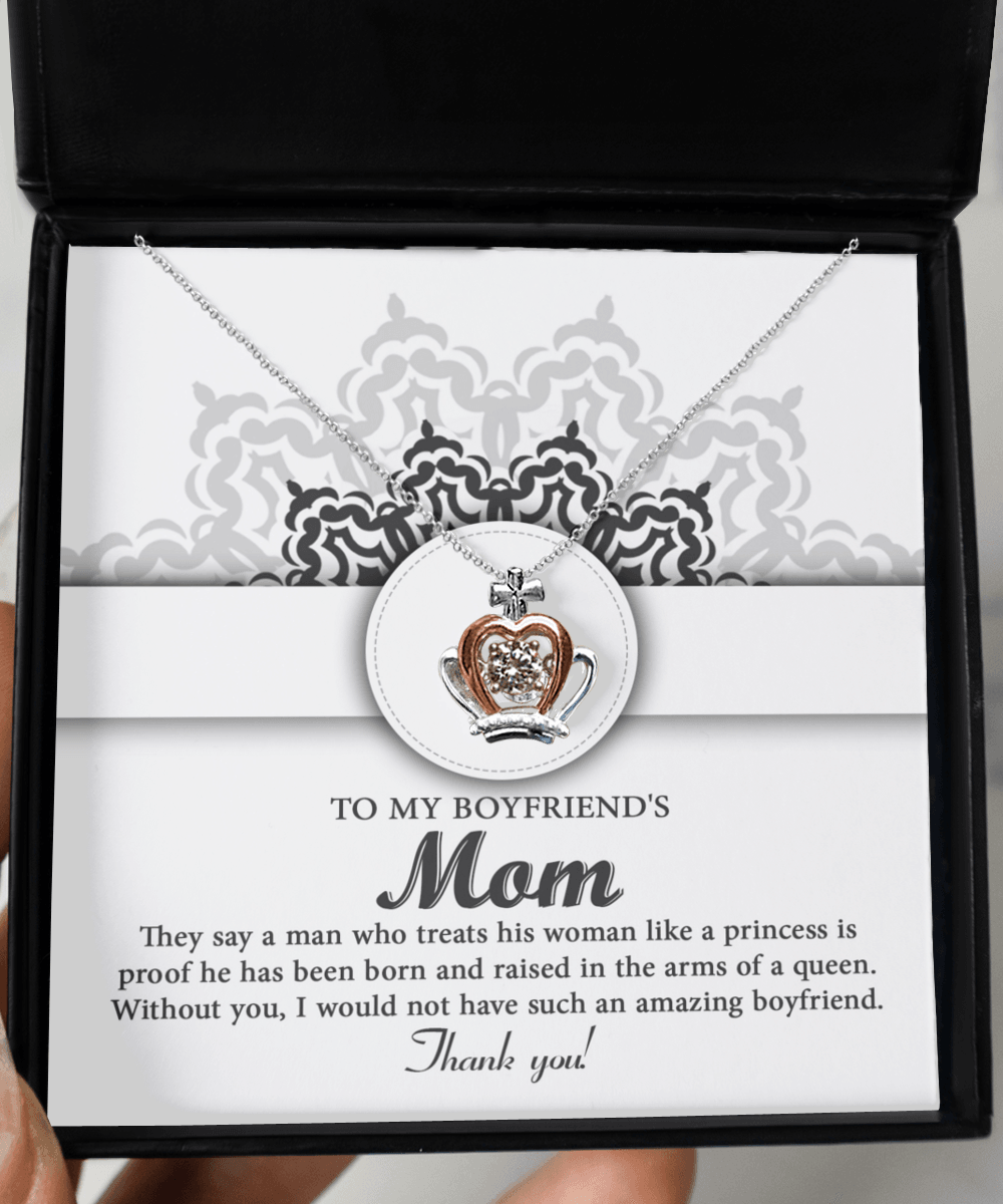 Gift for Boyfriend's Mother Thank You For Raising an Amazing Man Crown Pendant Necklace - Mallard Moon Gift Shop