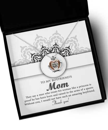 Gift for Boyfriend's Mother Thank You For Raising an Amazing Man Crown Pendant Necklace - Mallard Moon Gift Shop