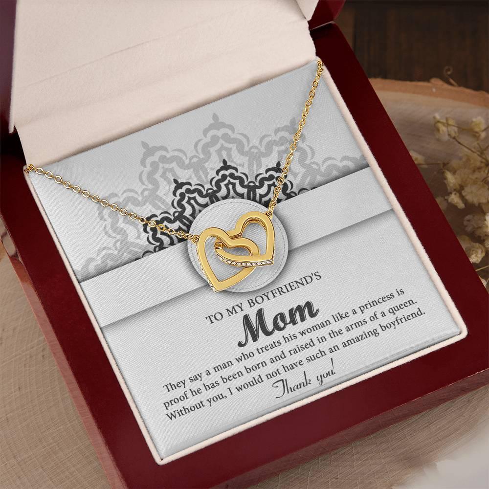 Gift for Boyfriend's Mother Thank You for Raising an Amazing Man Interlocking Hearts Pendant Necklace - Mallard Moon Gift Shop