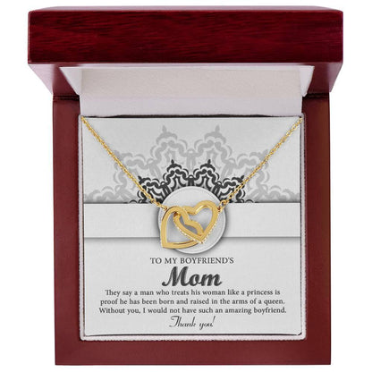 Gift for Boyfriend's Mother Thank You for Raising an Amazing Man Interlocking Hearts Pendant Necklace - Mallard Moon Gift Shop