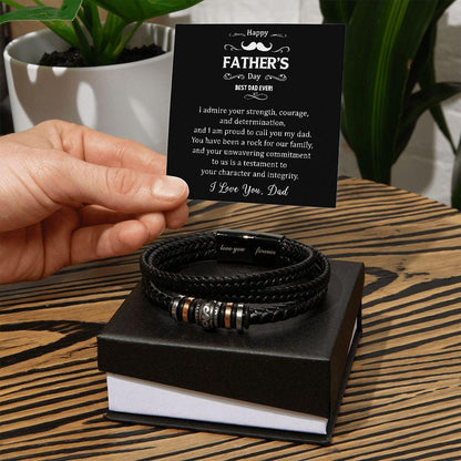 Gift for Dad I Admire your Courage Braided Leather Bracelet - Mallard Moon Gift Shop