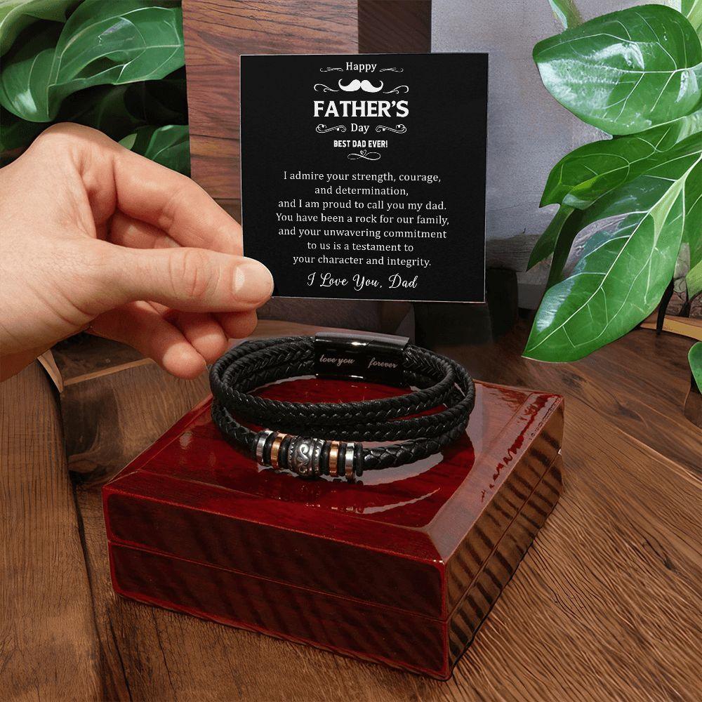 Gift for Dad I Admire your Courage Braided Leather Bracelet - Mallard Moon Gift Shop