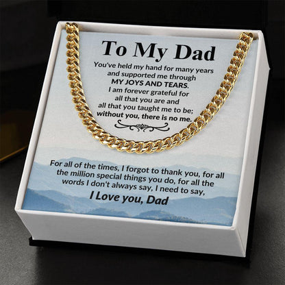 Gift for Dad I Am Forever Grateful For All That You Are Cuban Chain Link Necklace - Mallard Moon Gift Shop