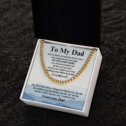 Gift for Dad I Am Forever Grateful For All That You Are Cuban Chain Link Necklace - Mallard Moon Gift Shop