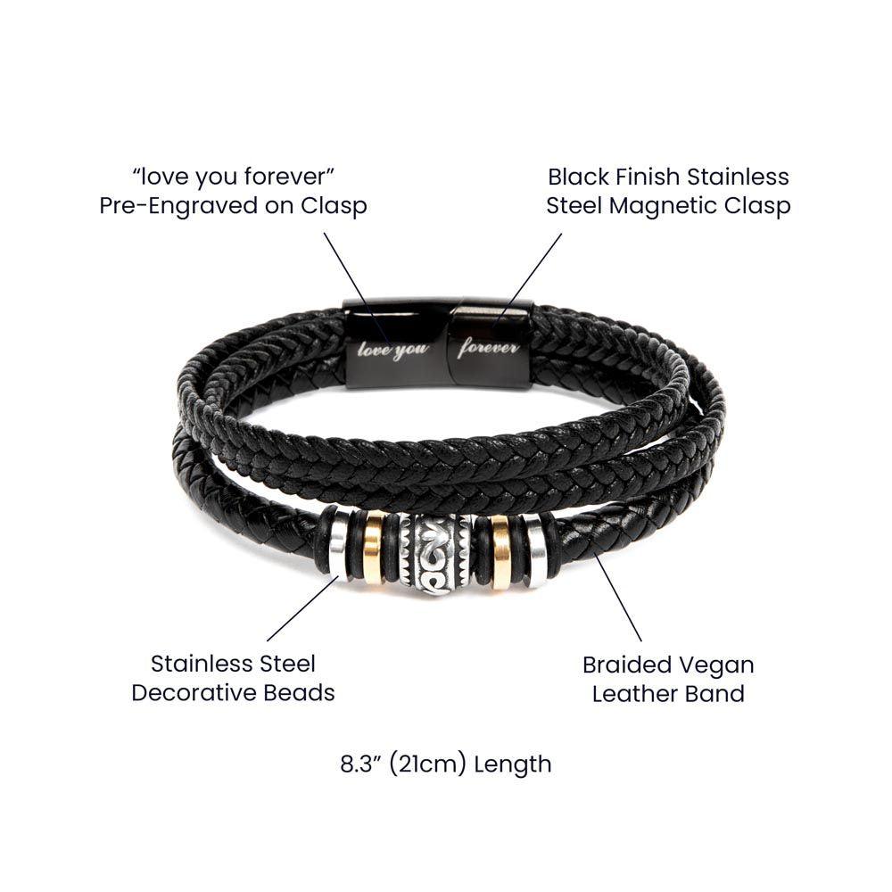 Gift for Dad to Be Love the Bump Leather Bracelet - Mallard Moon Gift Shop