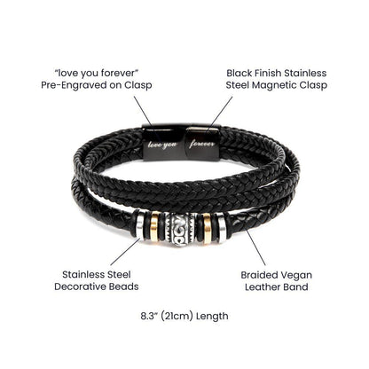 Gift for Dad to Be Love the Bump Leather Bracelet - Mallard Moon Gift Shop