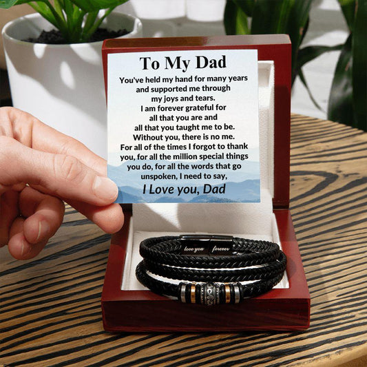 Gift for Dad Without You There Is No Me Braided Leather Bracelet - Mallard Moon Gift Shop