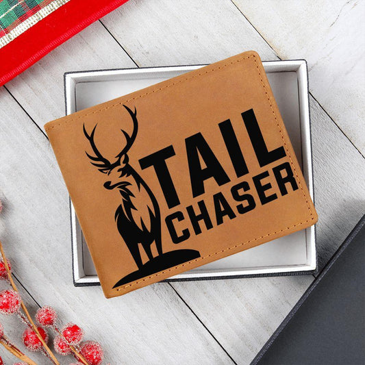 Gift for Deer Hunter Tail Chaser Leather Wallet - Mallard Moon Gift Shop