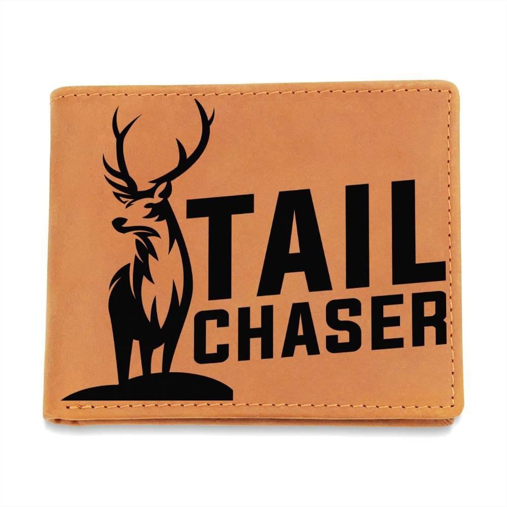 Gift for Deer Hunter Tail Chaser Leather Wallet - Mallard Moon Gift Shop