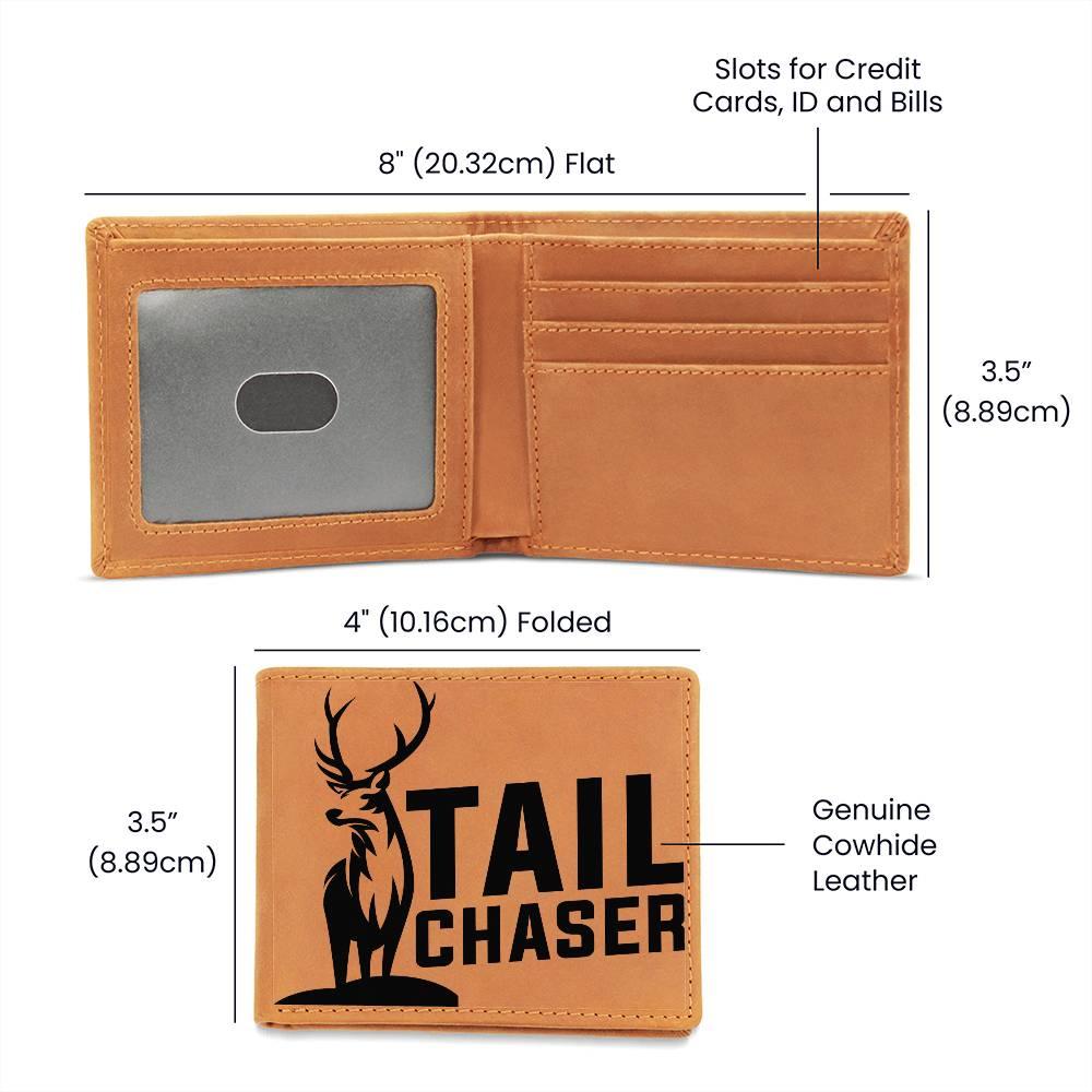 Gift for Deer Hunter Tail Chaser Leather Wallet - Mallard Moon Gift Shop