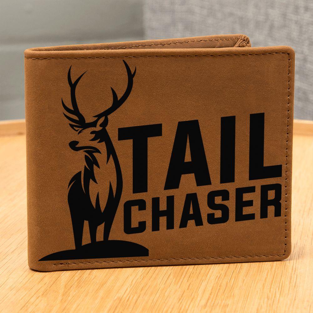 Gift for Deer Hunter Tail Chaser Leather Wallet - Mallard Moon Gift Shop