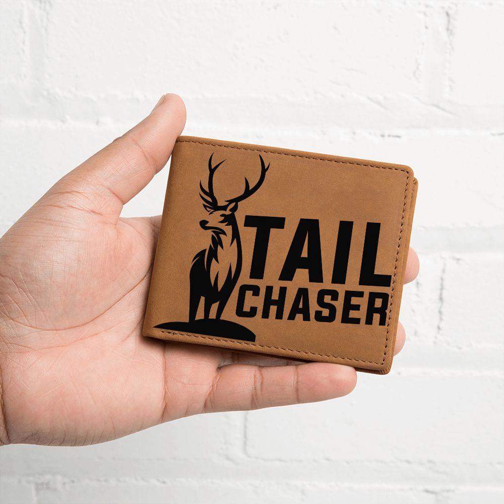 Gift for Deer Hunter Tail Chaser Leather Wallet - Mallard Moon Gift Shop