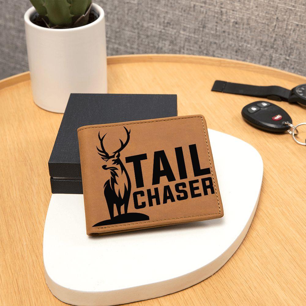 Gift for Deer Hunter Tail Chaser Leather Wallet - Mallard Moon Gift Shop