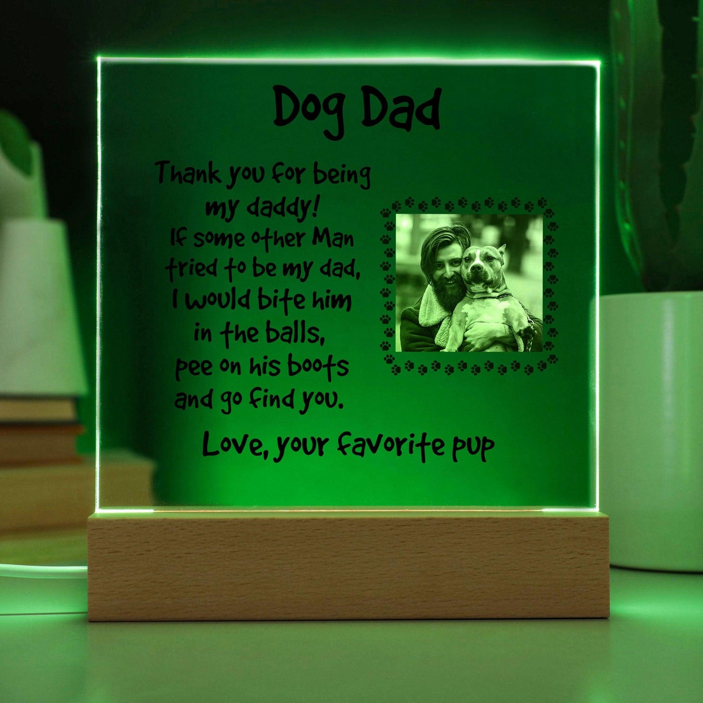 Gift for Dog Dad Custom Photo Upload Acrylic Plaque - Mallard Moon Gift Shop