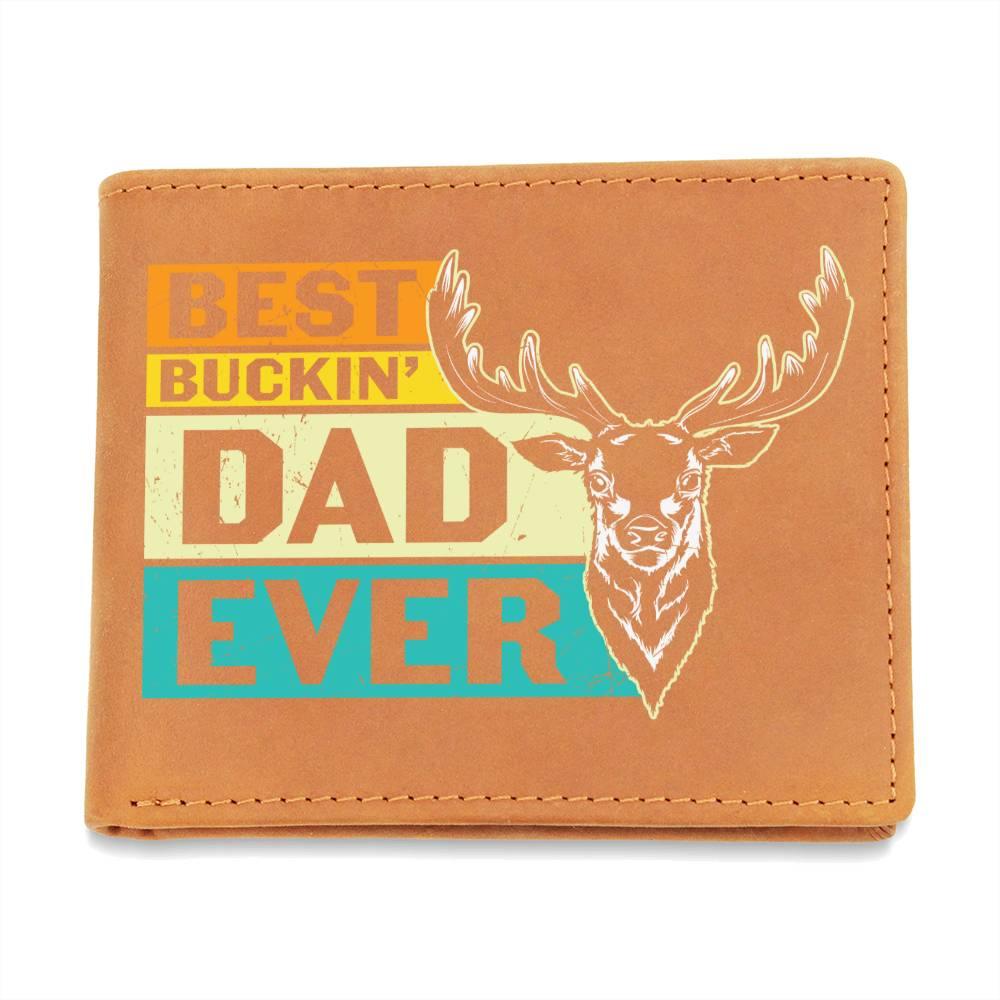 Gift for Father Best Buckin' Dad Ever Leather Wallet - Mallard Moon Gift Shop