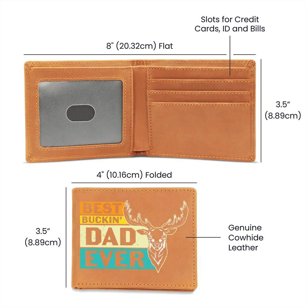 Gift for Father Best Buckin' Dad Ever Leather Wallet - Mallard Moon Gift Shop