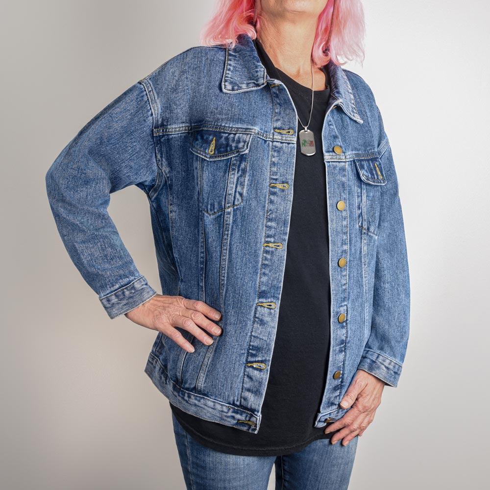 Gift For Grandmother - Grandmasaurus Oversized Denim Jacket - Mallard Moon Gift Shop