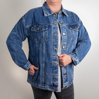 Gift For Grandmother - Grandmasaurus Oversized Denim Jacket - Mallard Moon Gift Shop