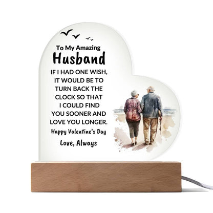 Gift for Husband Love You Longer Personalized Anniversary Birthday Valentine's Day Acrylic Heart Plaque - Mallard Moon Gift Shop