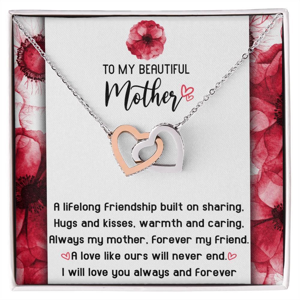 Gift for Mom Always my Mother Forever my Friend Interlocking Hearts Necklace - Mallard Moon Gift Shop