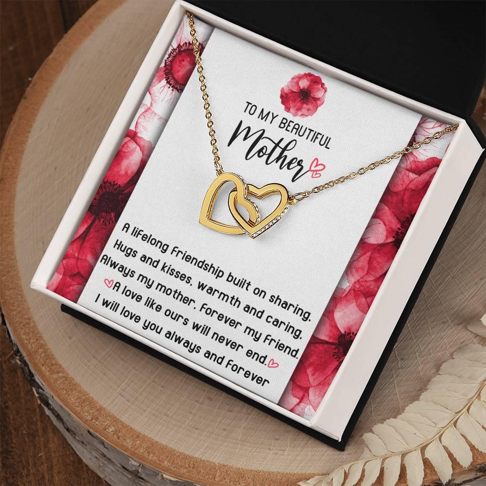 Gift for Mom Always my Mother Forever my Friend Interlocking Hearts Necklace - Mallard Moon Gift Shop