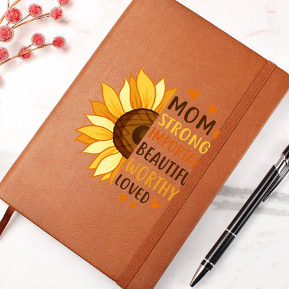 Gift for Mom Personalized Sunflower Graphic Leather Journal - Mallard Moon Gift Shop
