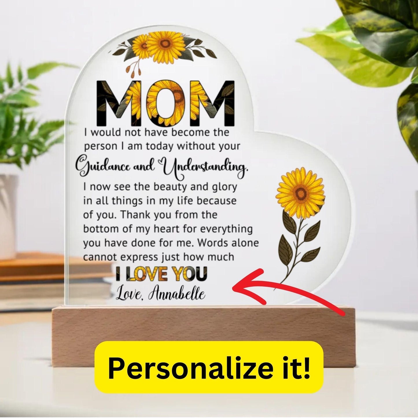 Gift for Mom Words Cannot Express Just How Much I Love You Heart Shaped Acrylic Plaque - Mallard Moon Gift Shop