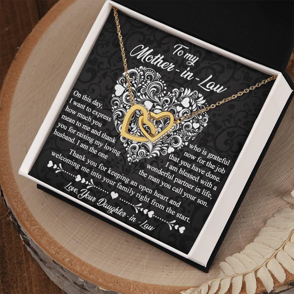 Gift for Mother-In-Law Thank You for Keeping an Open Heart - Interlocking Hearts Necklace - Mallard Moon Gift Shop