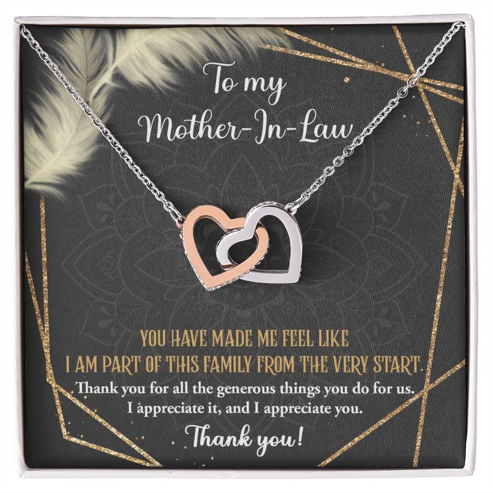 Gift for Mother-in-Law You are Appreciated Interlocking Hearts Necklace - Mallard Moon Gift Shop